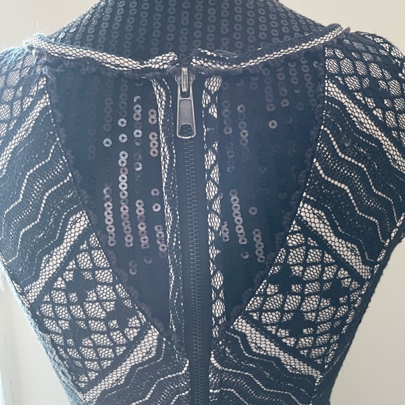 Free People Black Lace Overlay Cream Dress Size 0 - Picture 5 of 12